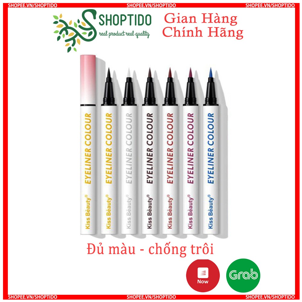 Bút kẻ mắt nước Kiss Beauty Eyeliner Colour nhiều màu, chống trôi nội địa Trung NPP Shoptido | BigBuy360 - bigbuy360.vn