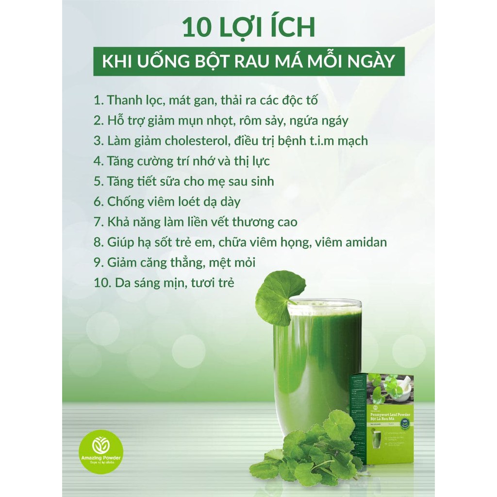 Bột rau má Amazing Powder - CÓ GIẤY KIỂM NGHIỆM SẢN PHẨM - Hỗ trợ thải độc, mát gan, làm đẹp da | BigBuy360 - bigbuy360.vn