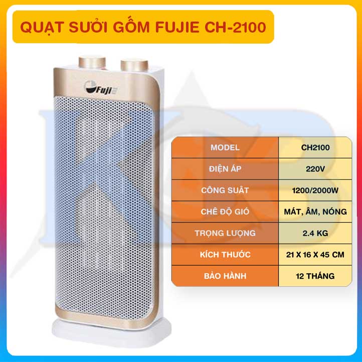 Quạt Sưởi Gốm Ceramic Để Sàn FujiE CH-2100 bảo hành 12 tháng