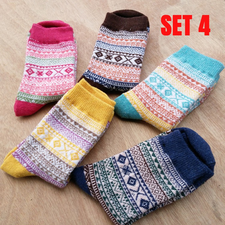 Set 5 đôi tất vớ thổ cẩm nữ - SẴN HÀNG