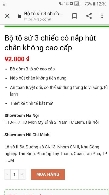 Bộ tô sứ 3 chiếc có nắp hút chân không cao cấp