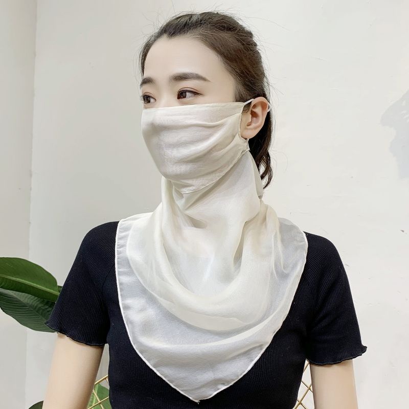 Khẩu Trang Che Mặt Bằng Lụa 100% Mulberry Mỏng Thoáng Khí Bảo Vệ Chống Tia Uv