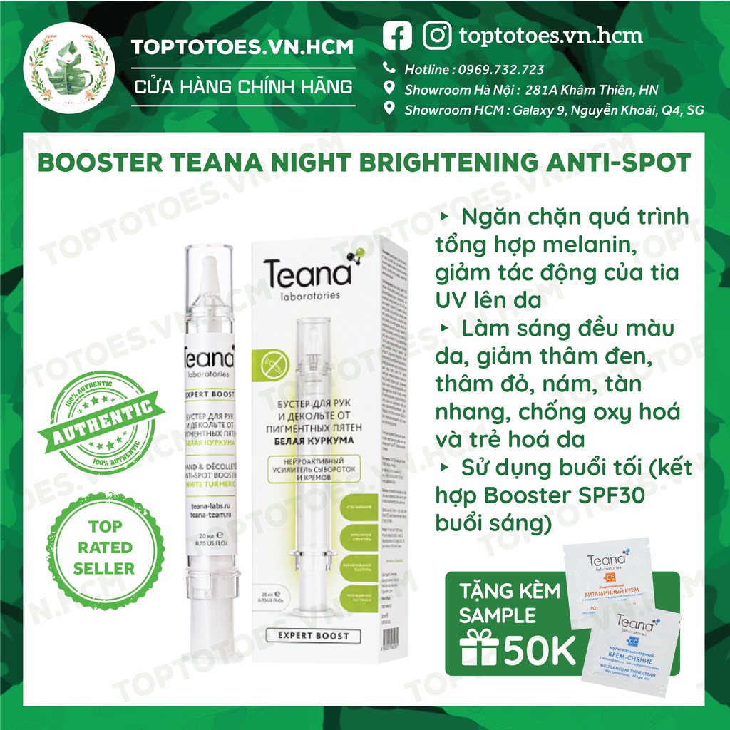 Booster Teana Night Brightening Anti-spot cho da sáng đều màu, giảm thâm, nám, tàn nhang