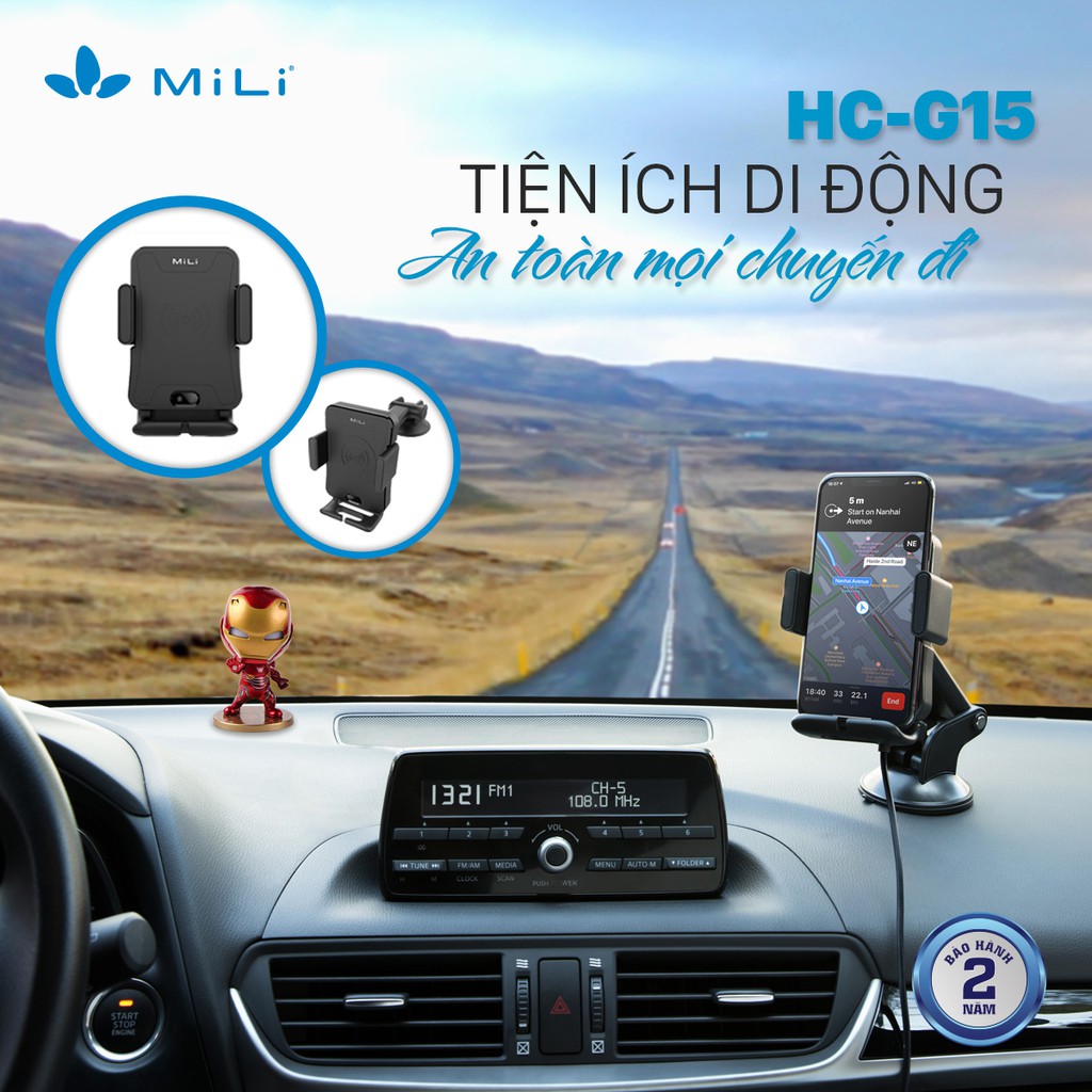 Đế giữ oto kiêm sạc điện thoại không dây Carmate MiLi - HC-G15