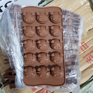 Khuôn silicon đổ socola/ thạch/ kẹo chipchip/ pudding hình 15 mặt lợn dễ thương