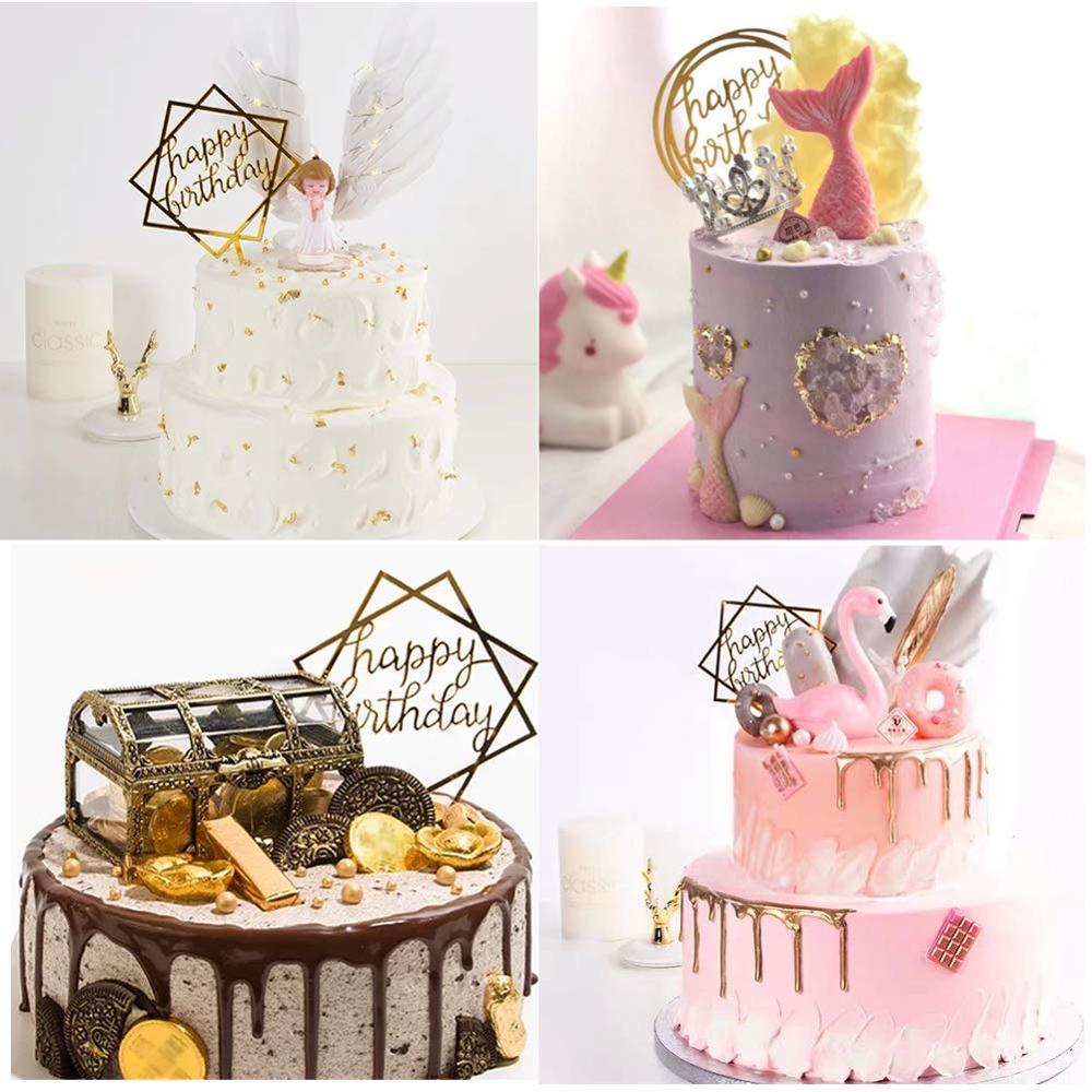 9 Styles Acrylic Cake Topper / Gold Flash Cake Topper /Birthday Cupcake Topper Cake Pick Decorations  / Birthday Party Cake Desserts Pastries
