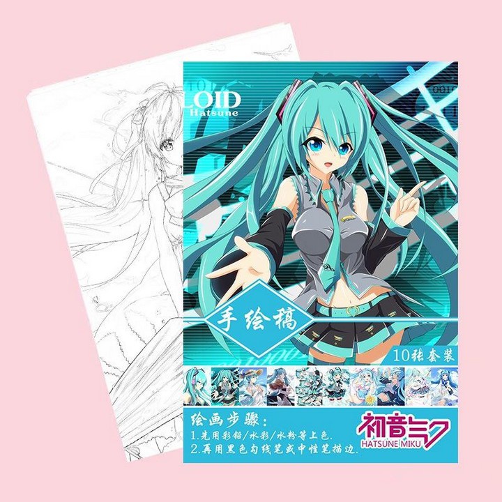 (P2 50 mẫu) Tranh tô màu in hình anime chibi bản thảo phác họa game xinh xắn giấy 65gsm