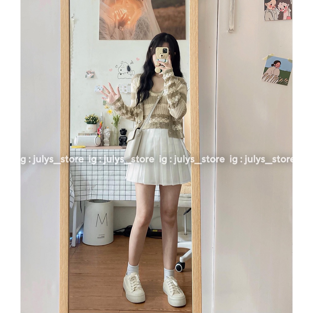 SET áo len cardigan kẻ ngang 2798 (ảnh thật kèm video)