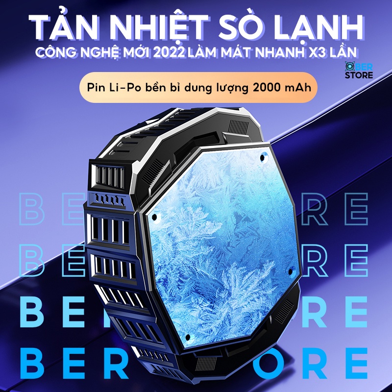 Quạt tản nhiệt điện thoại sò lạnh Ber Shield SL03 pin 2000 mAh chơi game làm mát bằng chip bán dẫn IOS Android led RGB