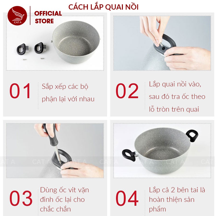 Nồi chống dính vân đá cẩm thạch bằng nhôm cao cấp có nắp đậy- Tiện lợi, đa năng, phù hợp với mọi gia đình [TFFP-577-28]