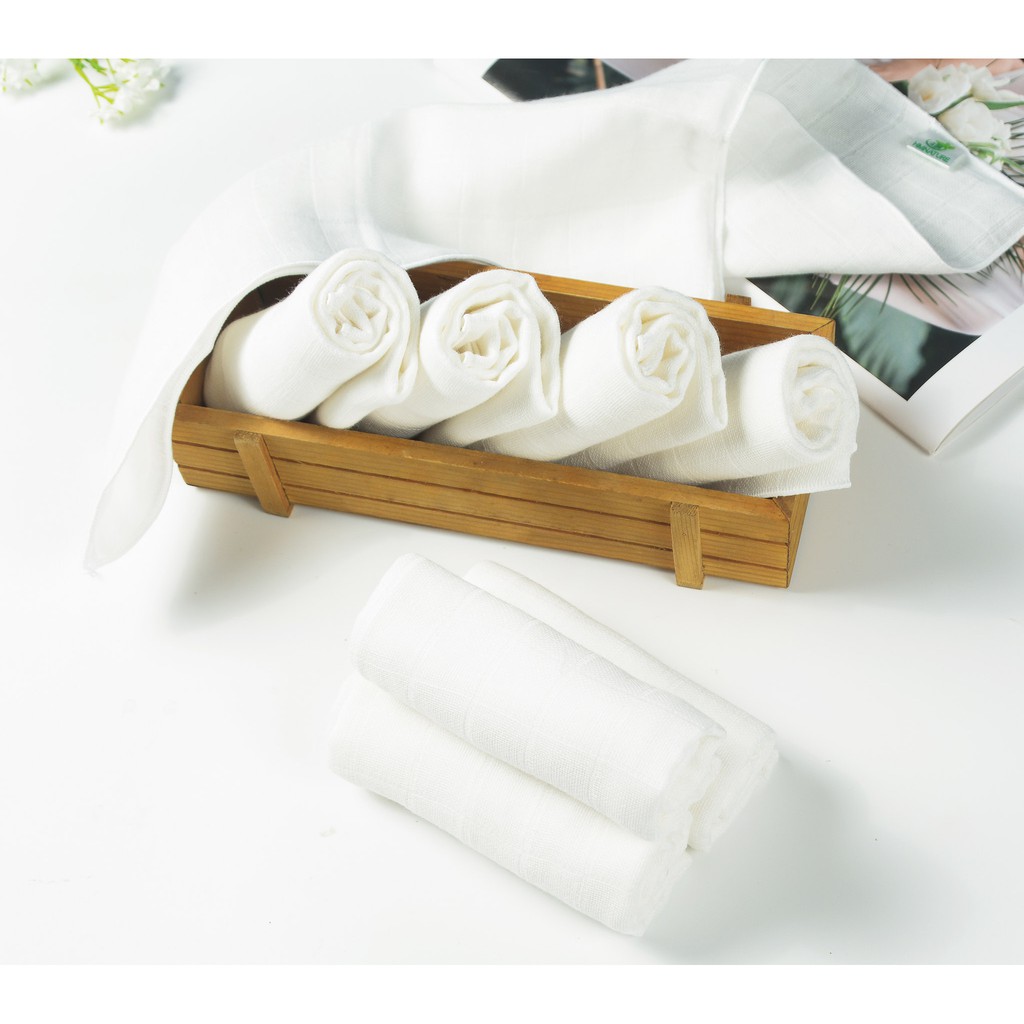 [CHÍNH HÃNG ]Khăn xô, Khăn sữa dệt ô Cotton HMNATURE - Hộp 5 chiếc