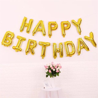 Bóng nhôm chữ Happy birthday (Vàng)