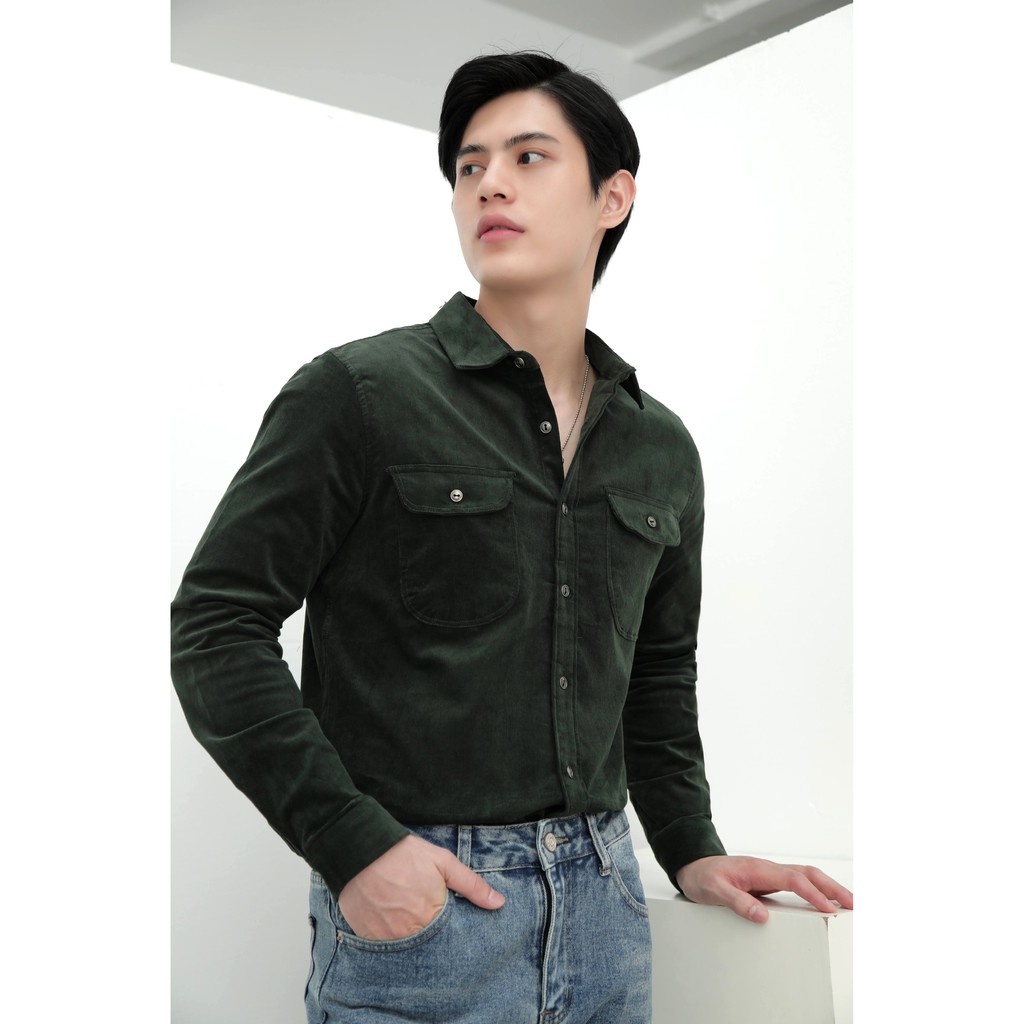 Áo sơ mi nam tay dài chất liệu nhung Corduroy thời trang phong cách retro (2 màu) | BigBuy360 - bigbuy360.vn