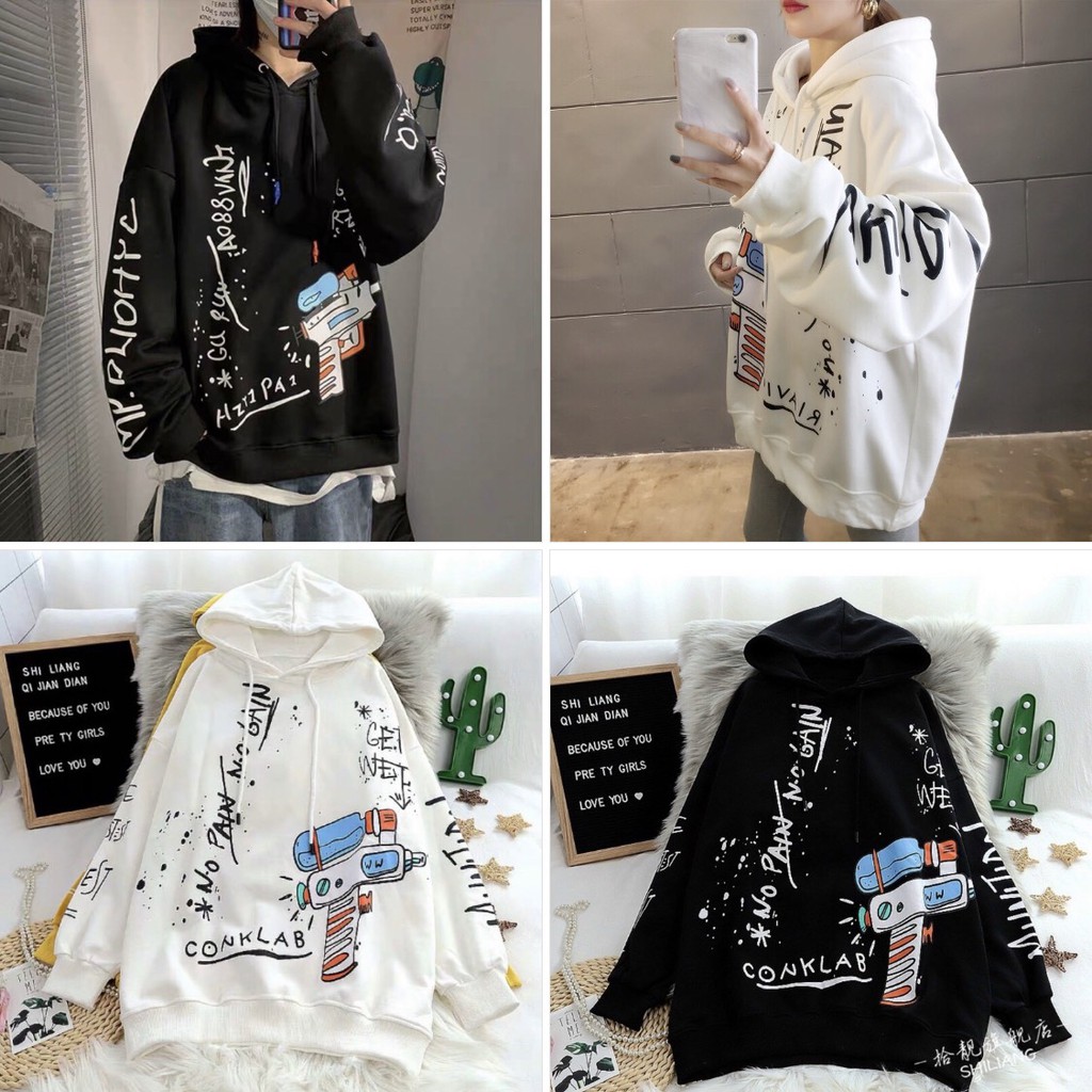 ÁO KHOÁC HOODIE NÓN NAM NỮ VẢI NỈ UNISEX NAM NỮ, IN SÚNG NƯỚC