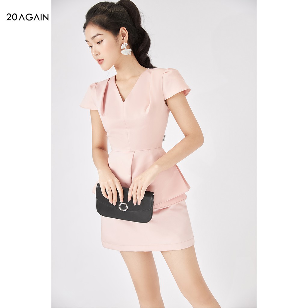 Áo sơ mi nữ peplum 20AGAIN, áo sơ mi công sở thiết kế cổ V thanh lịch, sang trọng ASA1521 | BigBuy360 - bigbuy360.vn