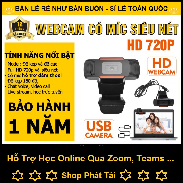 Webcam Máy Tính Để Bàn - Camera Cho Máy Tính Laptop - Tích Hợp Micro - Học Online Và Làm Việc Tại Nhà Siêu Nét - Full HD