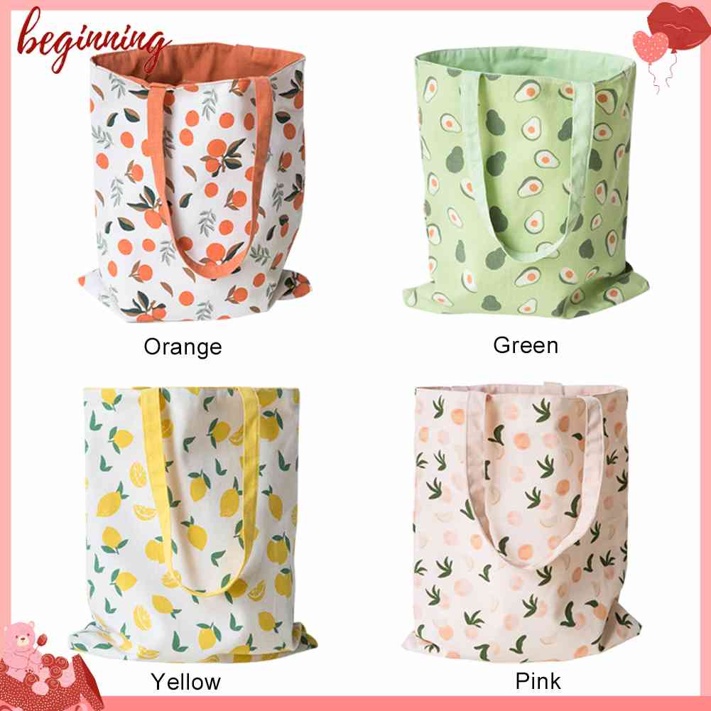 ♥ Bắt đầu ♥ Túi Xách Mua Sắm Cỡ Lớn In Họa Tiết Trái Cây Hai Mặt Cho Nữ ✿