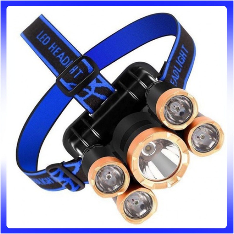 [ Bản Mới, Bóng To Sáng Hơn ] Đèn Pin Đội Đầu 5 Mắt Siêu Sáng, Đèn Pin Siêu Sáng