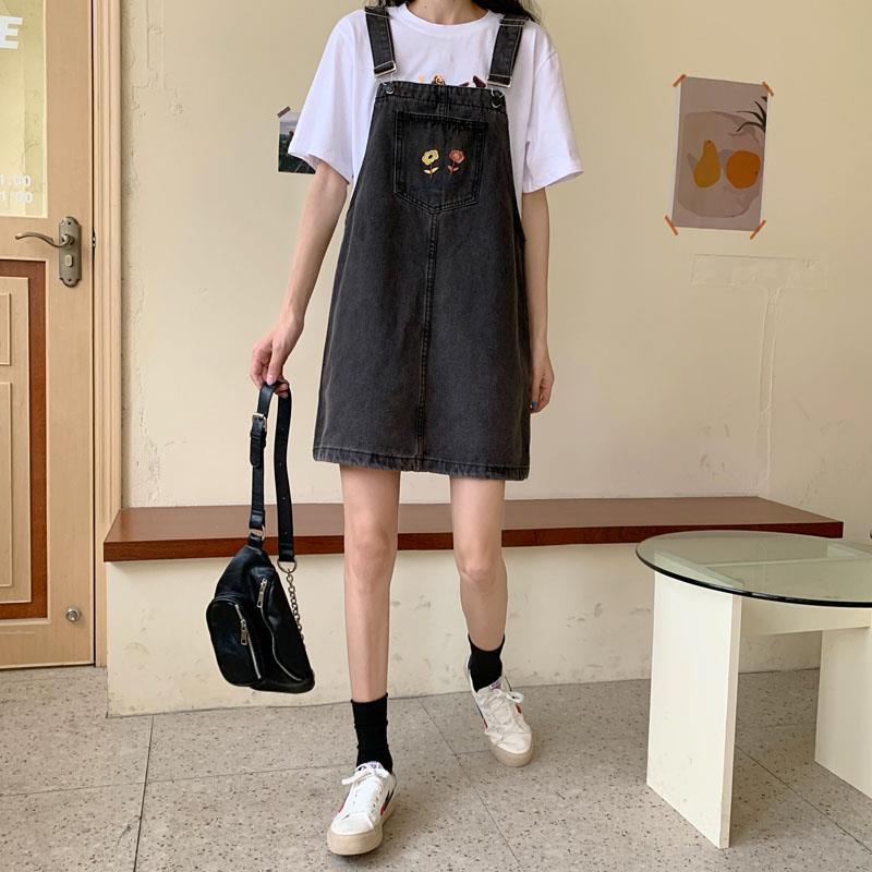 Váy Yếm Denim Ngắn Ôm Dáng Phong Cách Phương Tây Thời Trang Mùa Hè Mới Cho Nữ