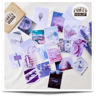 Set 21 sticker nhãn dán ảnh phong cách Instagram (Màu Tím) trang trí Scrapbook/Planner