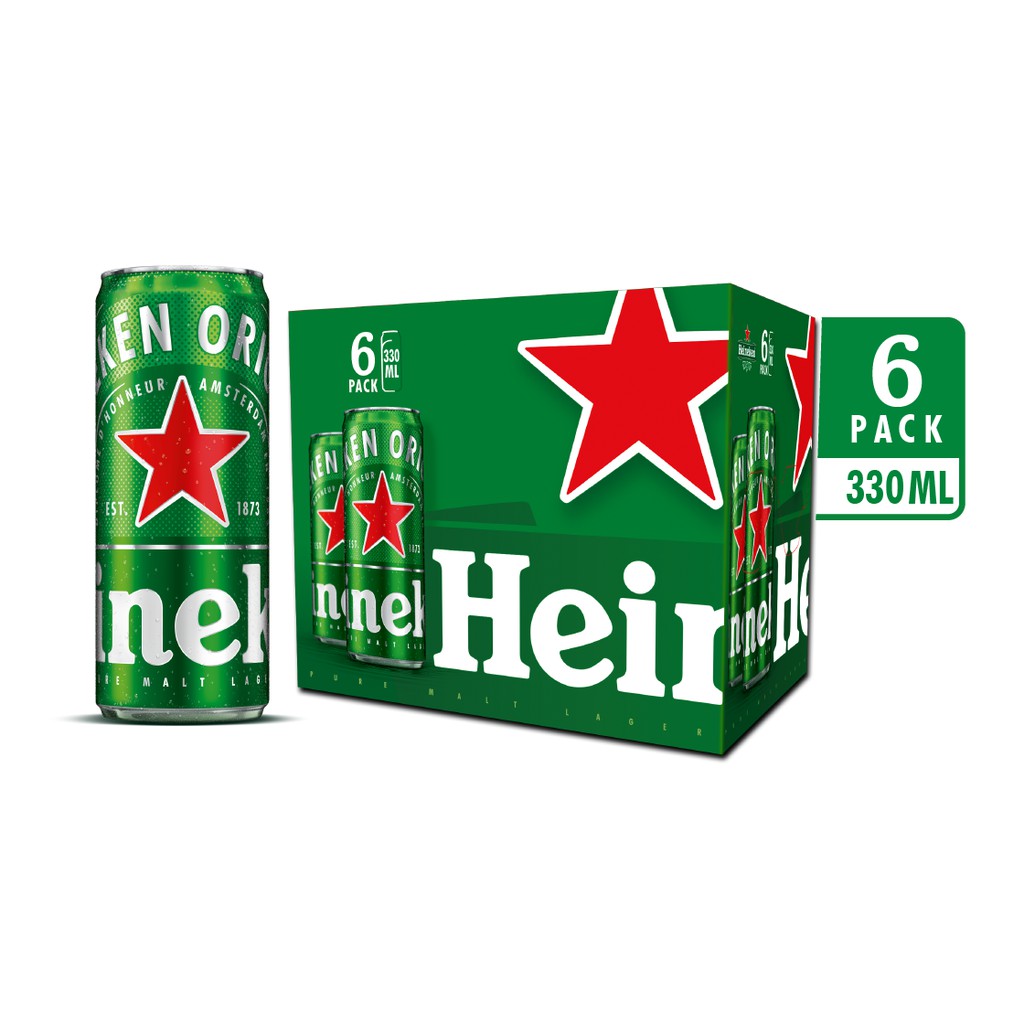 Thùng bia Heineken 6 lon cao sleek 330m
