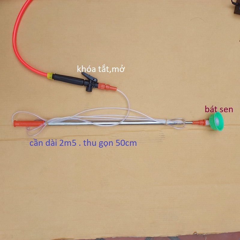 Bộ máy bơm mini 12v tưới cây , phun thuốc cần dài 3m5 hoặc 2m5