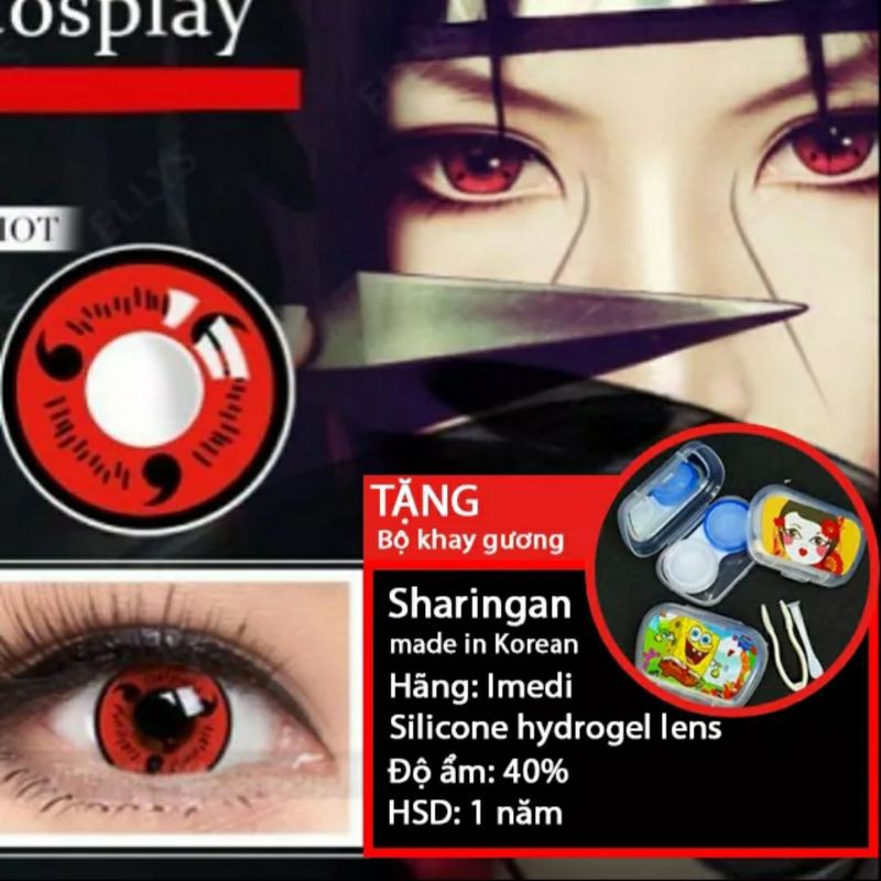 Kính Áp Tròng Sharingan Lens Cosplay - kính áp tròng hóa trang các nhân vật uchiha trong naruto ( only không độ)
