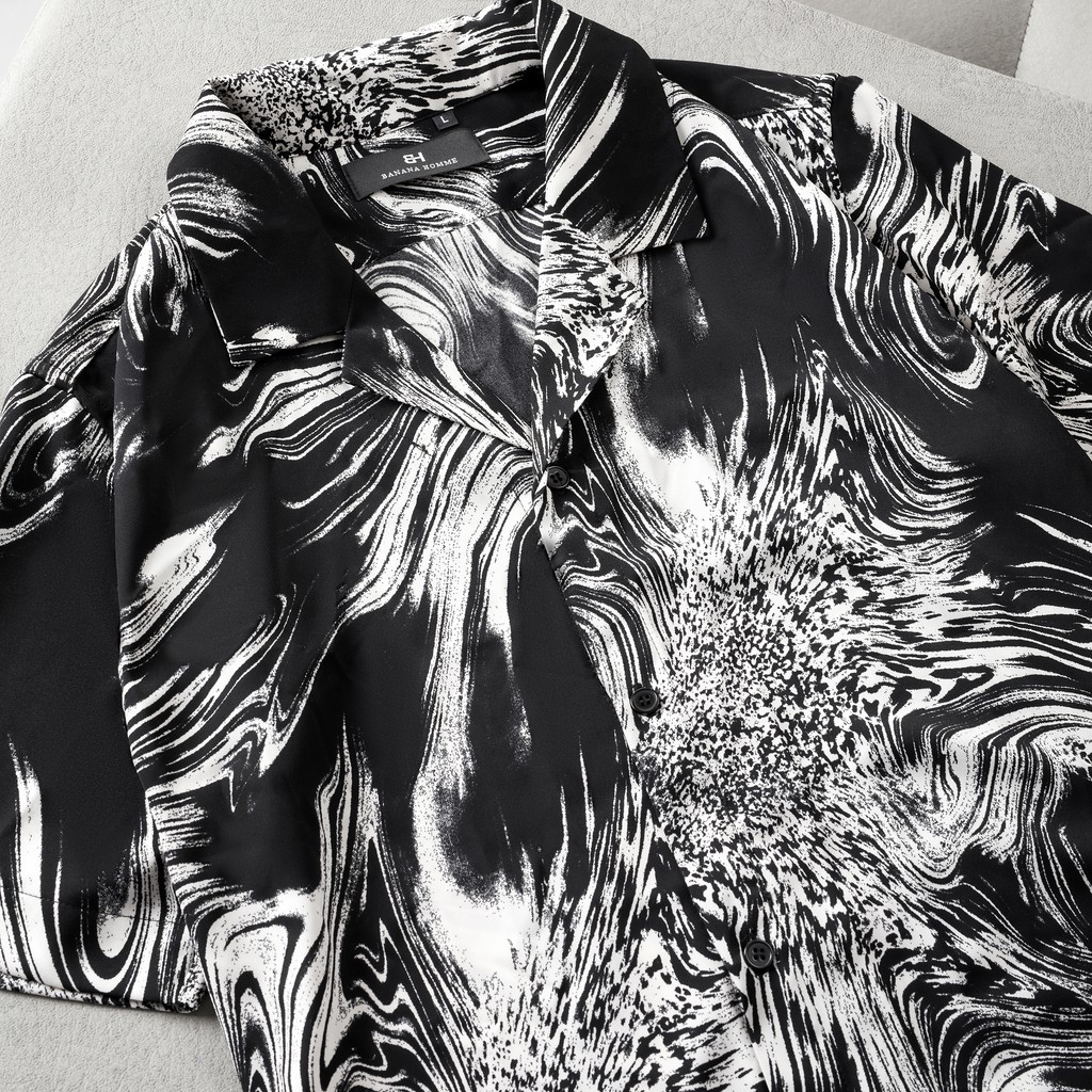 Áo Sơ Mi Nam Hoạ Tiết Storm Cộc Tay BANANA HOMME Chất vải Lụa Cao Cấp, Không nhăn, Thoáng mát 2021 | BigBuy360 - bigbuy360.vn