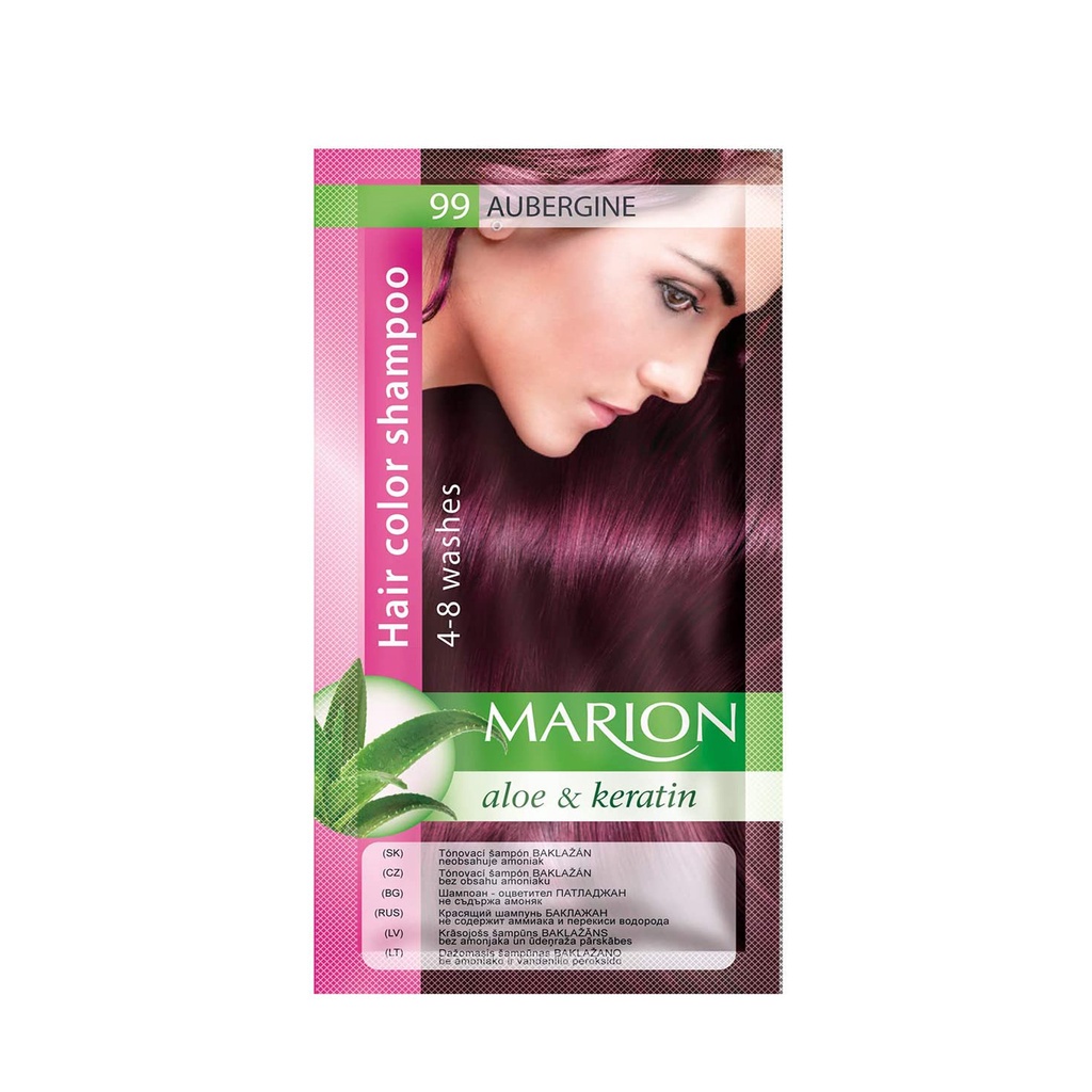[Màu tím cà Aubergine] Dầu gội nhuộm tóc Marion hair color shampoo