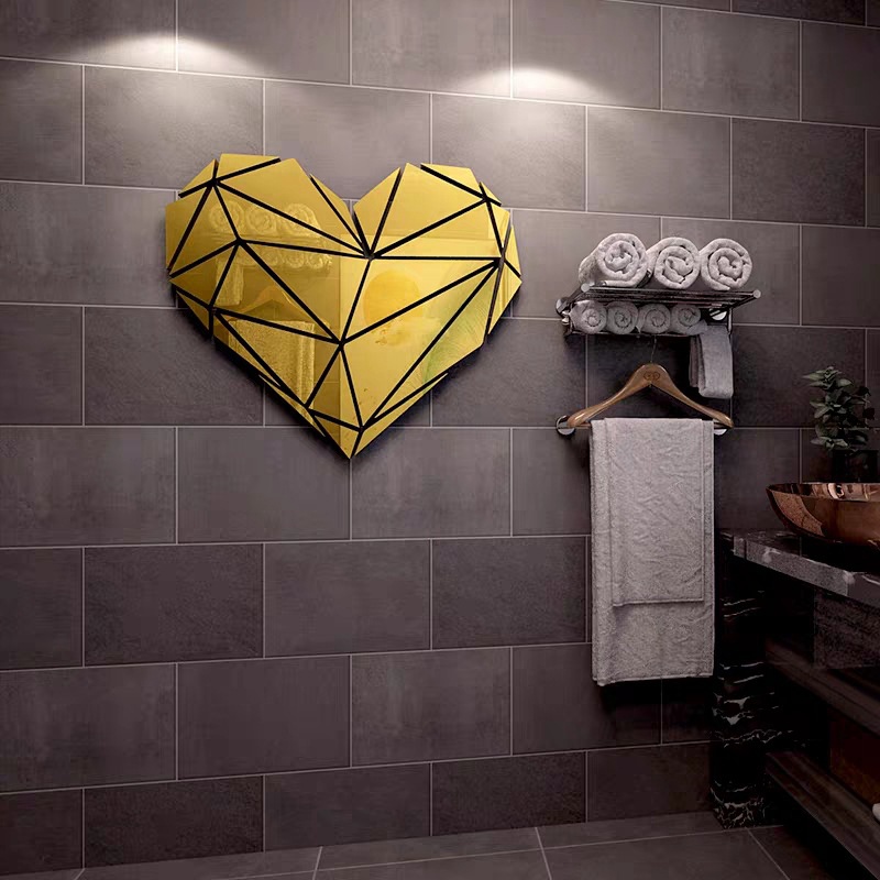 Gương Dán Tường Tráng Gương Hình Trái Tim Trang Trí Nhà Tắm