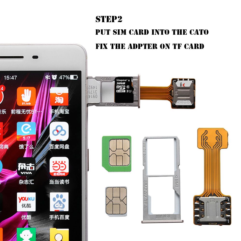 ❤LANSEL❤ Universal Dual SIM Card Adapter DIY Hybrid Sim Slot Micro SD Extender Android Phone TF Geek Practical Nano Cato