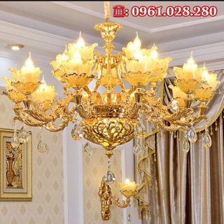 [Rẻ Vô Cùng] Đèn chùm Trang Trí Nội Thất Hoa Vàng 8-15 Tay Hàng đẹp - Tặng Kèm Bóng Nến