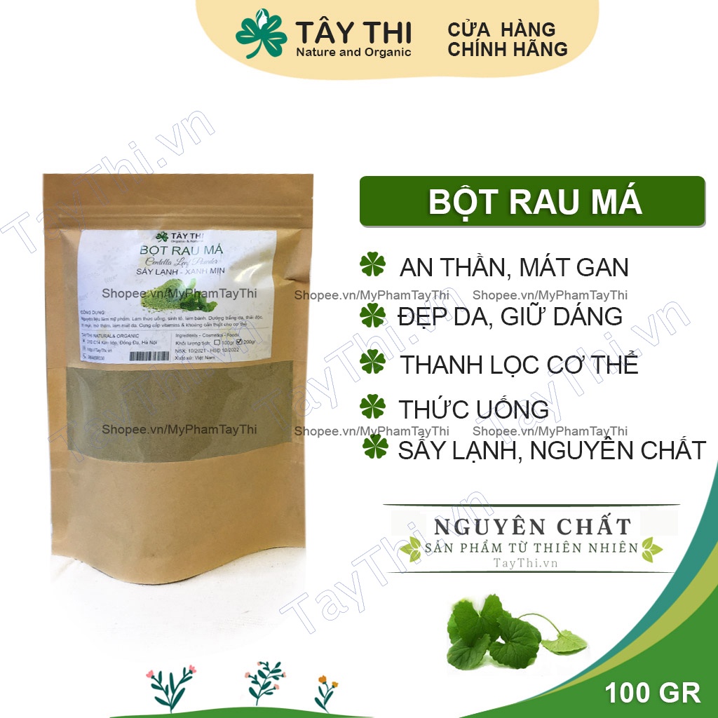 Bột Rau Má sấy lạnh nguyên chất - Có giấy kiểm định TSL - Mỹ Phẩm Tây Thi  Natural and Organic -  Bột handmade