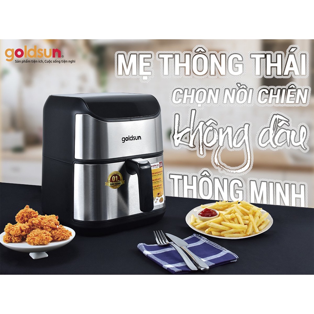 Nồi chiên không dầu goldsun GAF5842-D 1700W dung tích 5.5L lòng nồi phủ chống dính