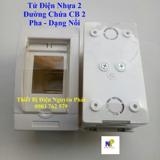 Tử Điện Nhựa 2 Đường Chứa CB 2 Pha - Dạng Nổi