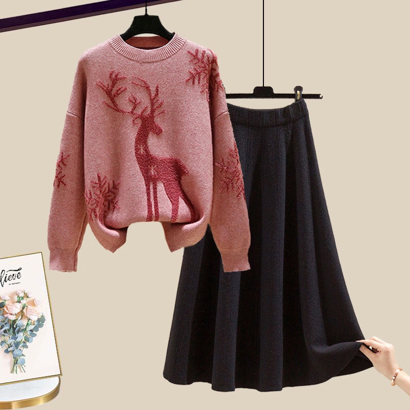Bộ Áo Sweater Dáng Rộng Phối Chân Váy Dệt Kim Thời Trang Thu Đông 2022 Mới Cho Nữ