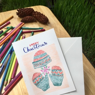 Thiệp NOEL vẽ chì màu trên giấy canson