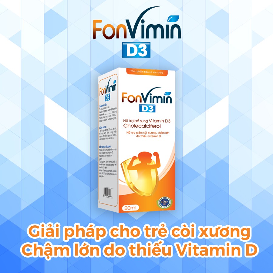 Fonvimin D3 - 20ml bổ sung vitamin D3 giúp bé dễ hấp thụ và mau lớn Hàng Chính Hãng Công Ty