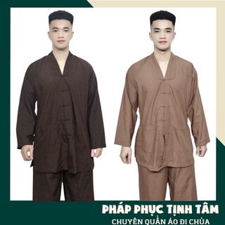 Đồ Lam Bộ Đi Chùa Nam La Hán Dài Tay Cao Cấp Lịch Sự Chất Vải Dày Dặn Mềm Mịn Mặc Rất Mát Và Thoải Mái