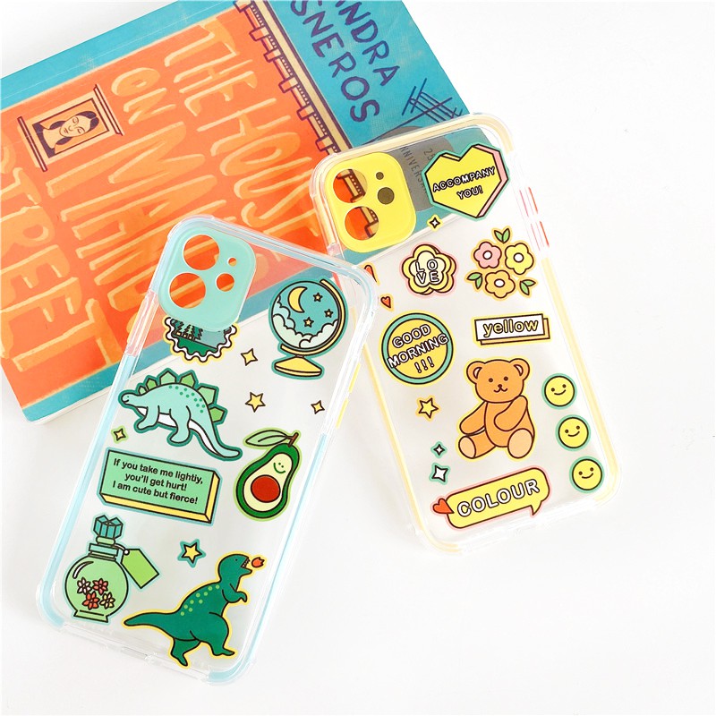 Ốp lưng iphone Bear & Dino viền màu chống trượt 5/5s/6/6plus/6s/6splus/7/7plus/8/8plus/x/xr/xs/11/12/pro/max/plus/promax | BigBuy360 - bigbuy360.vn