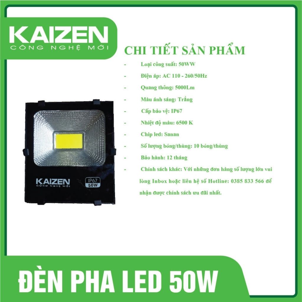 Đèn Pha Led KAIZEN Công Suất Tiêu Thụ Điện Thấp, Tạo Màu Ánh Sáng Ấn Tượng