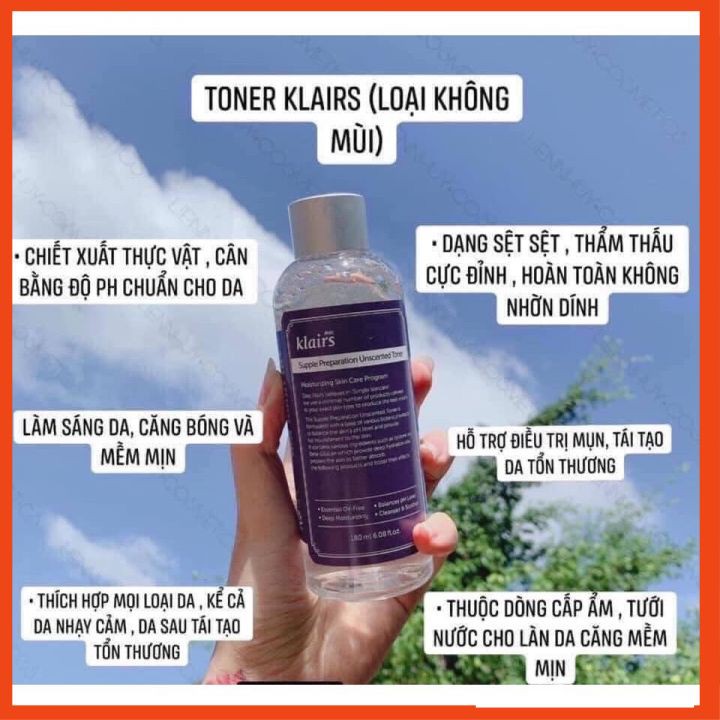 [Hàng Chuẩn]Nước hoa hồng Klairs Supple Preparation Toner 180ml 2 loại G25 | BigBuy360 - bigbuy360.vn