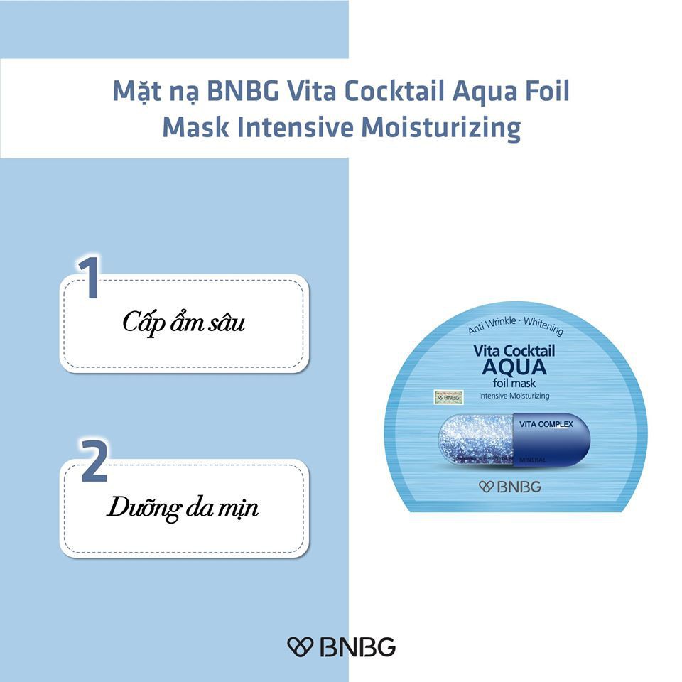 Mặt nạ cấp ẩm chuyên sâu BNBG Vita Cocktail Aqua Foil Mask Intensive Moisturizing 30ml