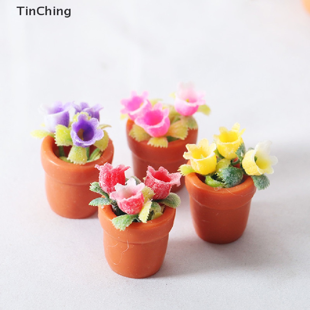 Set 4 Đồ trang trí Chậu Cây Mini Tỉ Lệ 1: 12 Dùng Trang Trí Tiểu Cảnh / Nhà Búp Bê