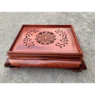 Khay trà gỗ cẩm chân cong 38x48x15cm