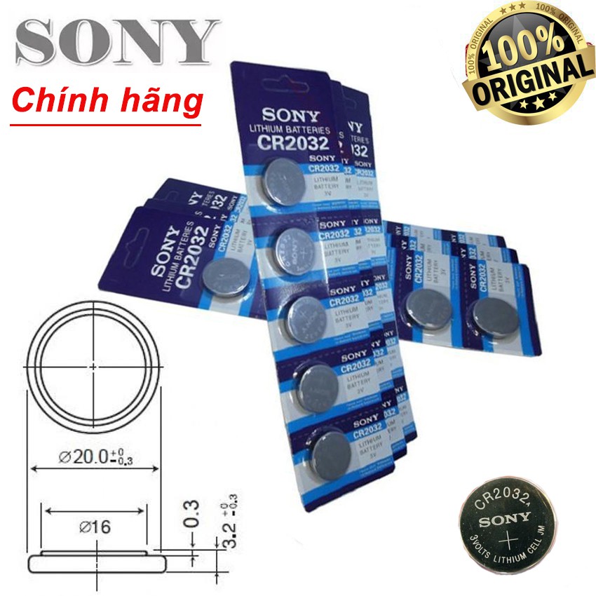 Vỉ 5 viên Pin Cmos chính hãng Maxell/ Sony/ Lane Hitachi Japan CR2032, pin cân điện tử.