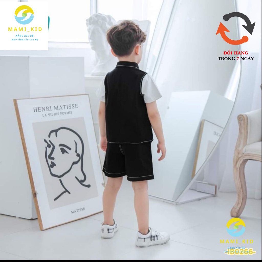 bộ cho bé trai mùa hè vải đũi Hàn siêu mát, 12-38kg ,Mamikid