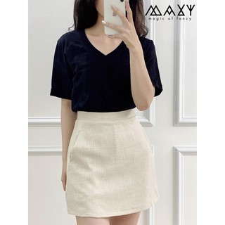 Áo thun nữ cổ tim form rộng v neck basic tee Maxy Workshop
