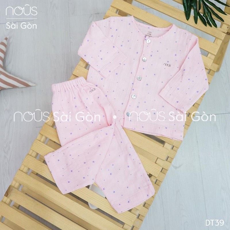 NOUS SALE - Bộ cài thẳng dài tay màu hồng cho bé 0M-12M