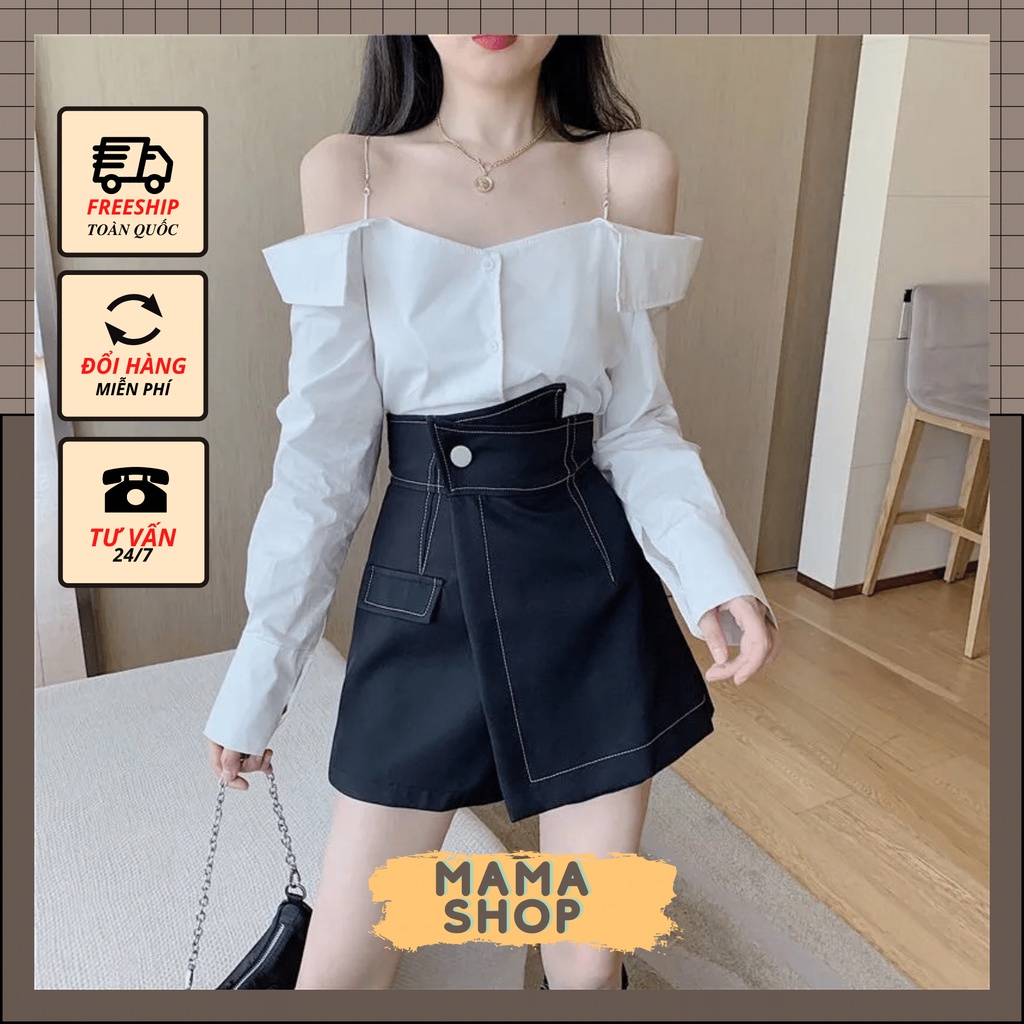 Quần Short Nữ Giả Váy Cạp Chéo - Quần Sooc Nữ Giả Chân Váy Chỉ Nổi Fullsize